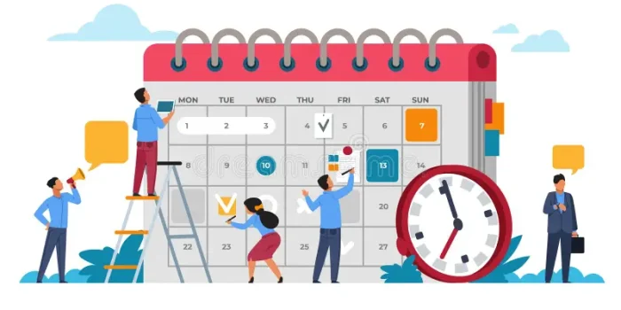 concept de planification des personnes entrepreneuriat et du calendrier réunions professionnelles vectorielles événements 160993060